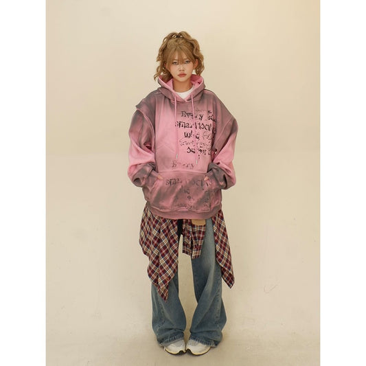 Sudadera Falsa Dos Piezas con Capucha para Mujer - Corte Holgado - Image 2