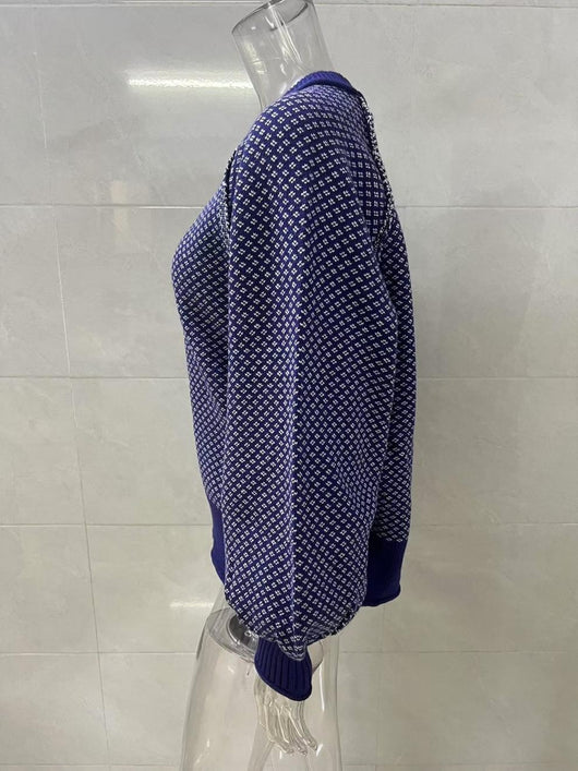 Suéter Tejido Jacquard Cuello Redondo para Otoño e Invierno - Image 9