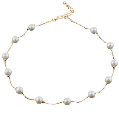 Cadena de Clavícula con Perla Pequeña Elegante de Una Capa - Image 6