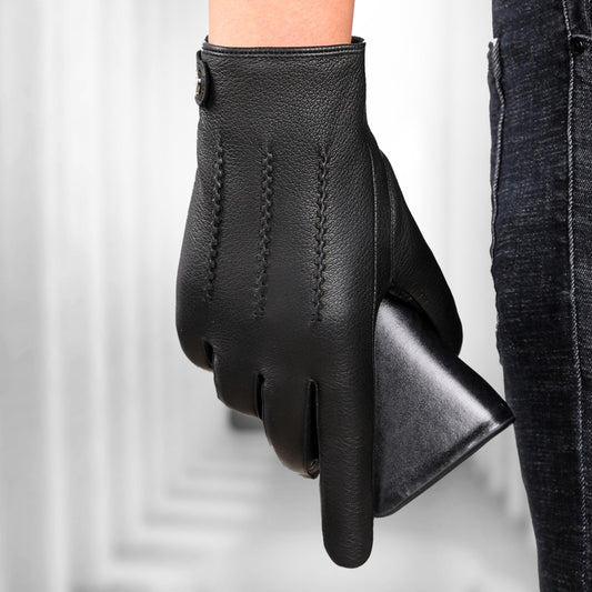 Guantes de Cuero Genuino Forrados en Polar