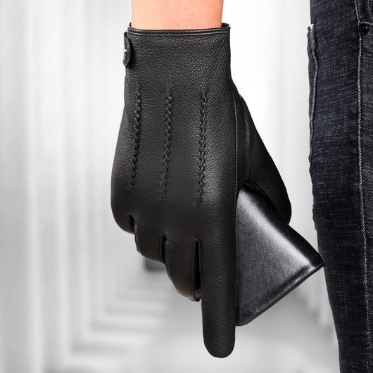 Guantes de Cuero Genuino Forrados en Polar