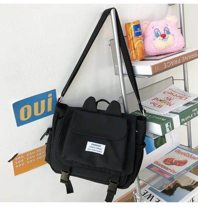 Bolsa Crossbody Escolar Mori Style - Bolso Bandolera Nylon Minimalista para Mujer