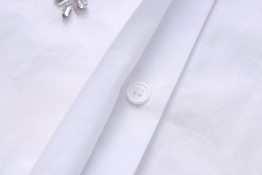 Camisa de Popelina con Detalles de Joyería - Estilo Europeo y Americano - Image 9