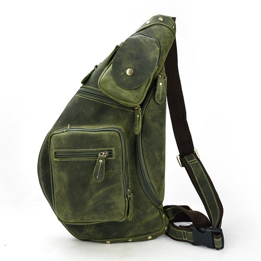 Bolsa de Pecho de Cuero para Hombre - Mochila Diagonal Casual para Viajes - Image 2