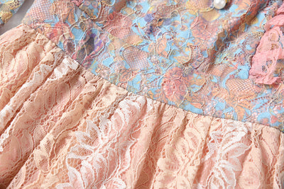 Vestido Maxi con Cuello Alto, Encaje Loto y Estampado Patchwork - Image 19