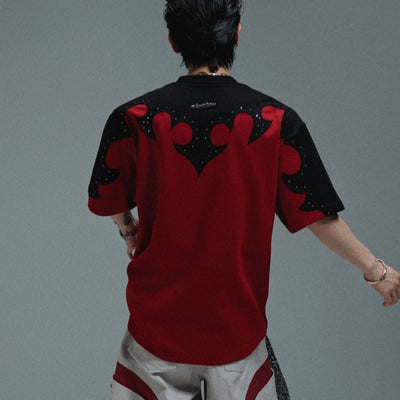 Playera Hombre Cuello Redondo Algodón Pesado con Bordado 3D Flor Quemada y Cristales - Image 11