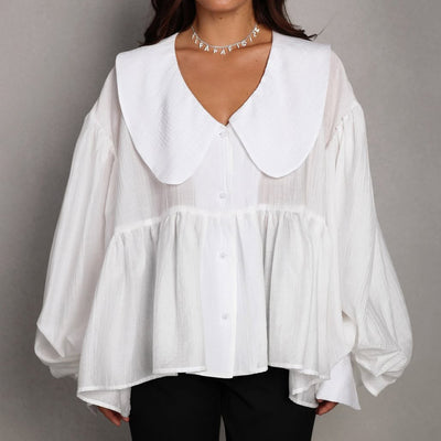 Blusa Elegante con Mangas Abullonadas y Volantes - Image 3