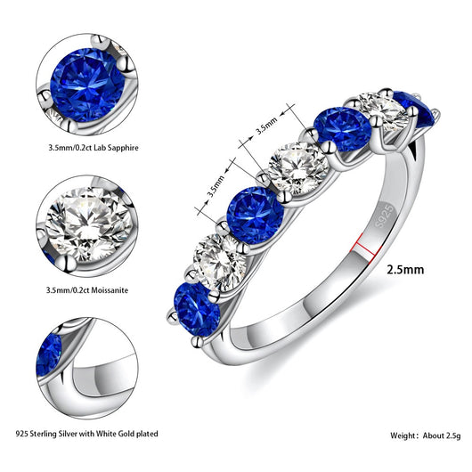 Anillo Apilable 7 Diamantes Rojo y Azul Esmeralda - Image 15