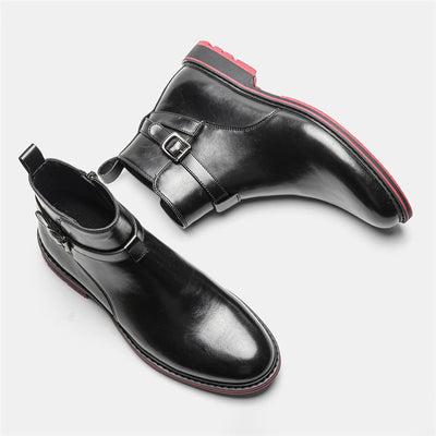 Botas Negras de Moda para Hombre con Detalles en Rojo - Image 4