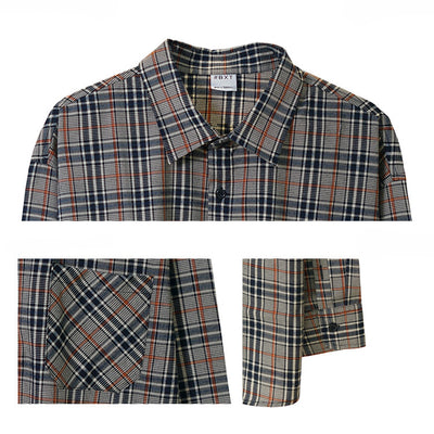 Camisa Cuadros Vintage Suelta Manga Larga para Hombre - Image 8