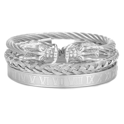 Pulsera de Acero Titanio Estilo Punk con Diseño Romano - Image 35