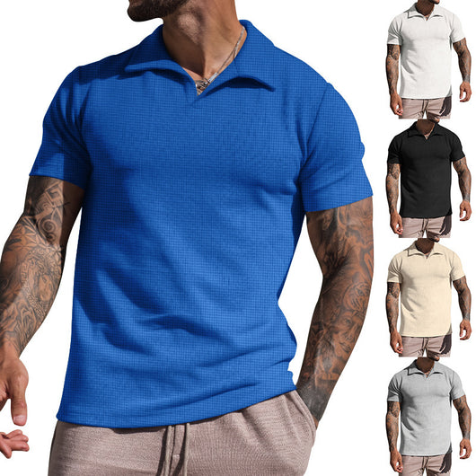 Polo Casual de Cuello V para Hombre - Colores Sólidos - Image 35