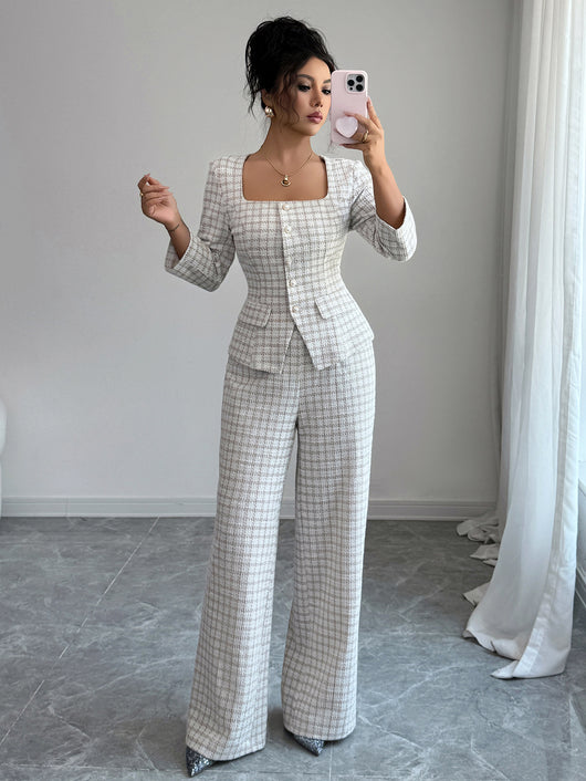Conjunto Elegante de Camisa Manga Larga y Pantalón para Mujer - Image 9
