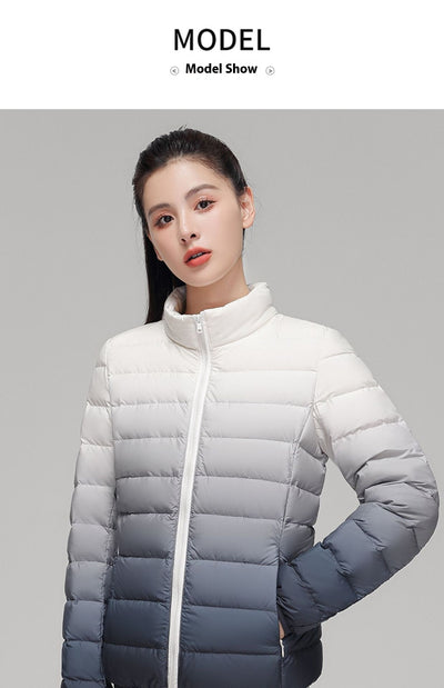 Chaqueta Acolchada Mujer Degradado Cuello Alto Elegante - Image 18