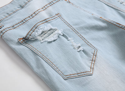 Jeans Slim Fit Azul y Blanco con Diseño de Agujeros Grandes - Importación - Image 10