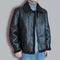 Chaqueta Acolchada de Cuero para Hombre con Cuello Polo