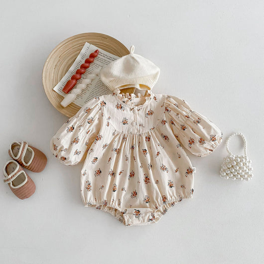 Blusa Infantil Primavera Estilo Coreano Floral Manga Larga