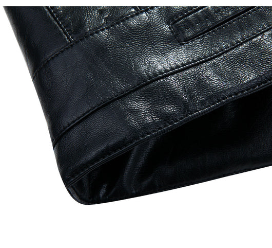 Chaqueta de Cuero Casual para Hombre con Cuello de Piel - Image 7