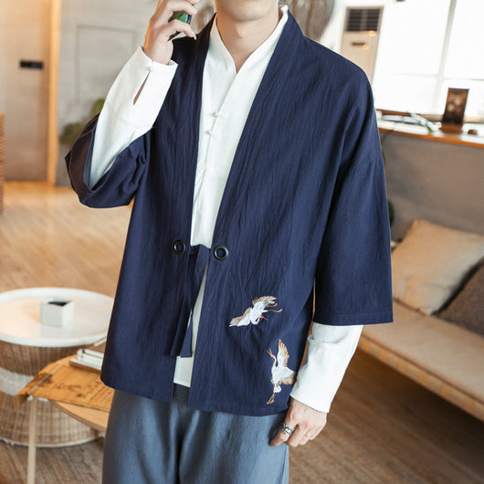 Chaqueta Cardigan Hanfu Bordada para Hombre - Estilo Tradicional Chino - Image 2