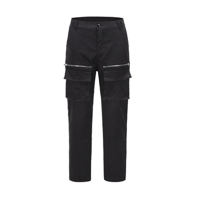 Pantalón Cargo Negro con Cremalleras y Bolsillos Múltiples - Estilo Hip-hop Urbano - Image 8