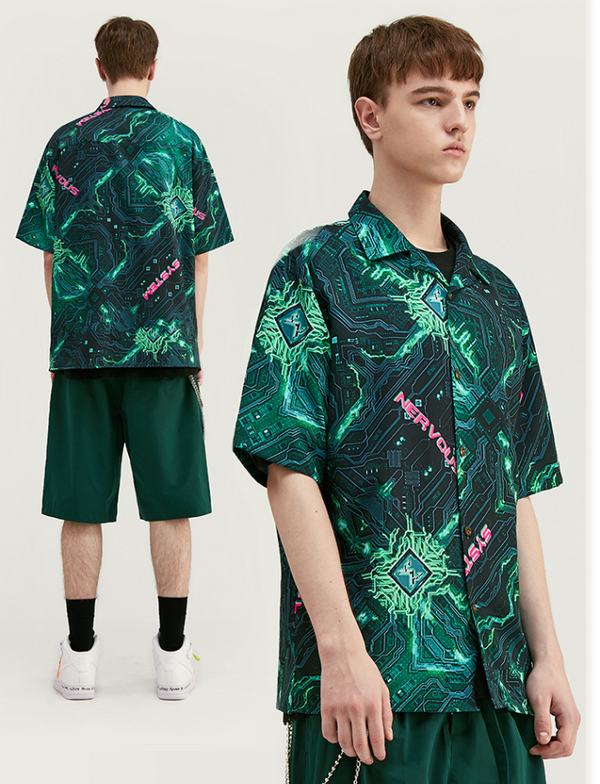 Camisa Cuello Cubano Manga Corta