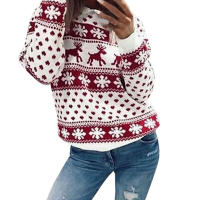 Suéter Navideño para Mujer con Diseño de Reno - Manga Larga Otoño Invierno - Image 10