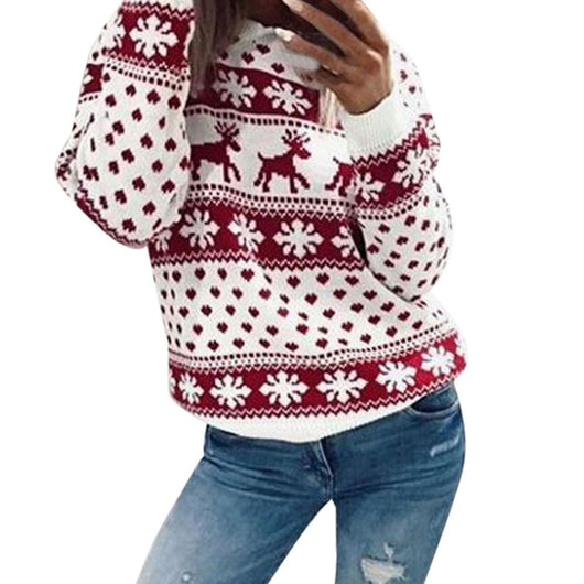 Suéter Navideño para Mujer con Diseño de Reno - Manga Larga Otoño Invierno - Image 10