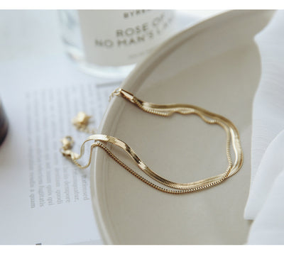 Pulsera Tobillera Doble Serpiente Chapada en Oro Rosa 18K - Image 12