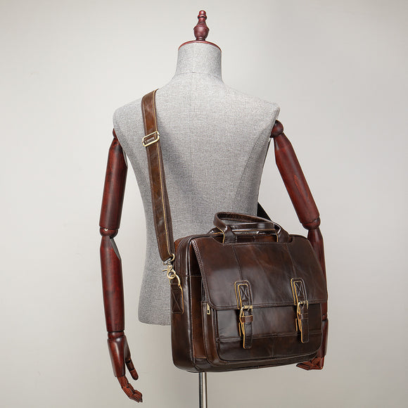 Bolso de Negocios Crosswise en Cuero Genuino para Hombre