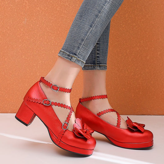 Zapatos Plataforma para Mujer con Moño y Tacón Grueso - Image 16