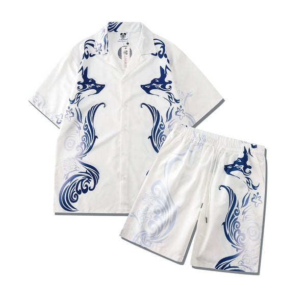 Conjunto Corto Estampado Totem Blanco para Hombre - Diseño Moderno y Versátil