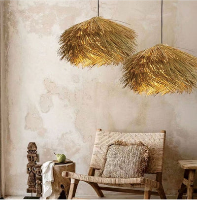 Lámpara Colgante Tejida en Ratán Estilo Wabi Sabi Japonés - Image 11