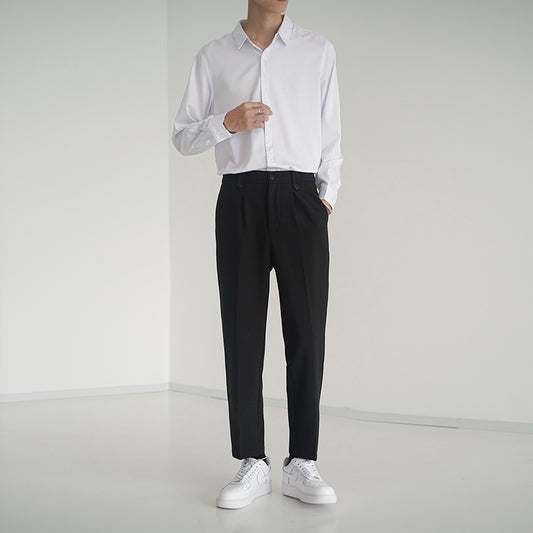 Pantalones Casuales Holgados de Corte Recto Tres Cuartos para Hombre