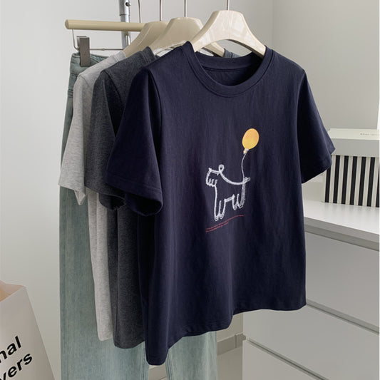 Camiseta Holgada para Mujer con Estampa de Cachorro Globo