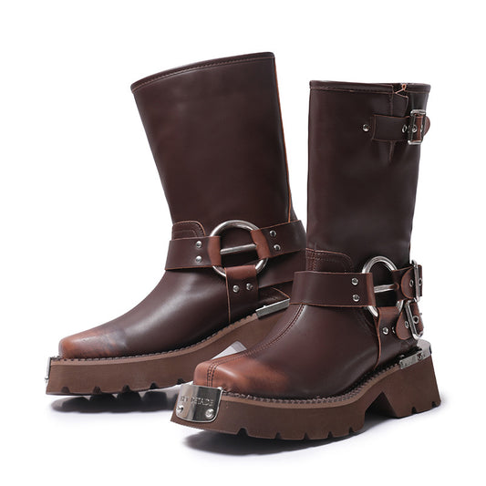 Botas Vaqueras Marrones con Tacón Elevador - Estilo Western Versátil