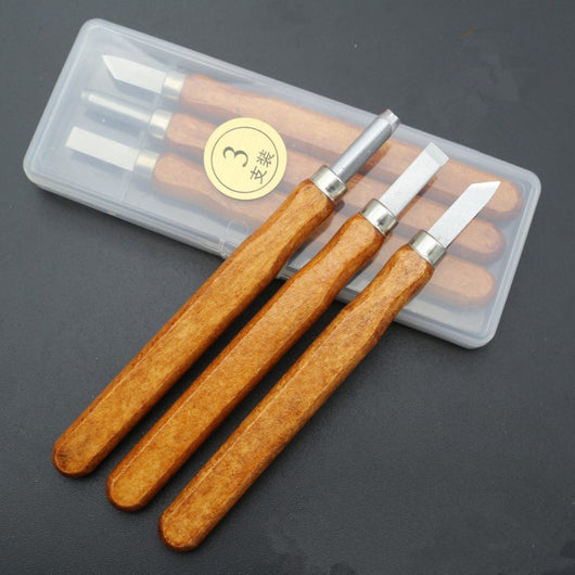 Set de 6 Cuchillos de Tallado en Madera Hechos a Mano con Mangos de Caoba - Image 2