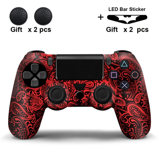 Black and white paisley PS4 controller protector with two black thumb grip covers and two Batman LED bar stickers. - Image 12