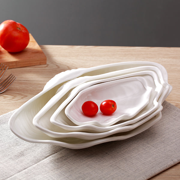 Plato Occidental de Cerámica Blanca Pura con Diseño Concha Personalizado