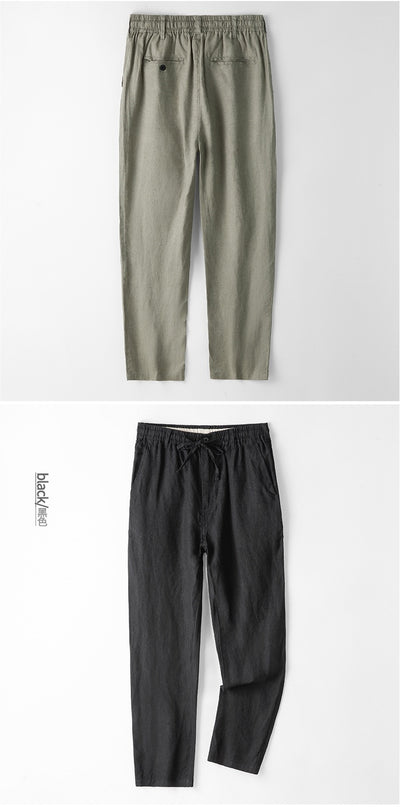Pantalones de Lino Hombre Talla Grande Cintura Elástica Ajuste Suelto - Image 9