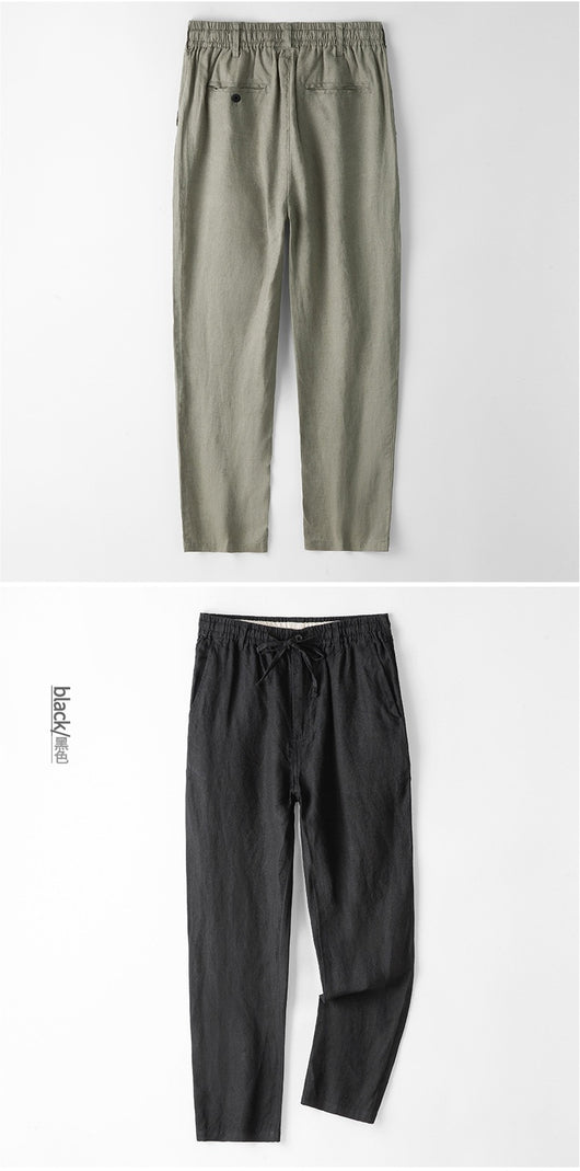 Pantalones de Lino Hombre Talla Grande Cintura Elástica Ajuste Suelto - Image 9