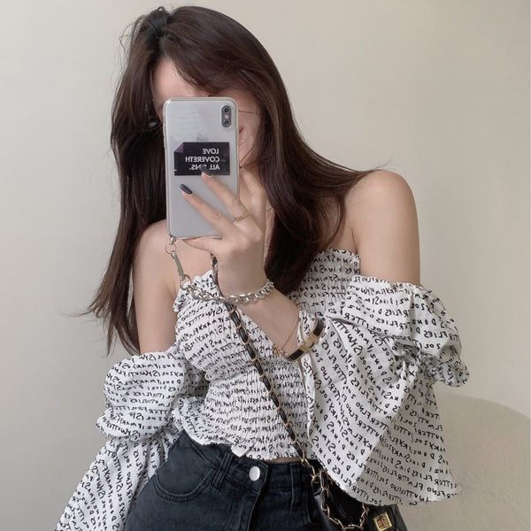 Blusa Palabra de Carácter con Mangas Abullonadas Versátil