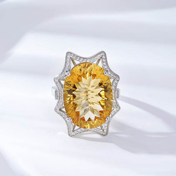Anillo de Citrino Natural Grande - Diseño Minimalista y Elegante