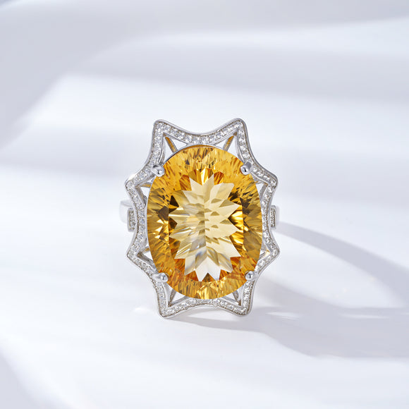 Anillo de Citrino Natural Grande - Diseño Minimalista y Elegante