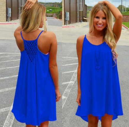 Vestido Tipo Sling de Colores Pastel con Espalda de Malla