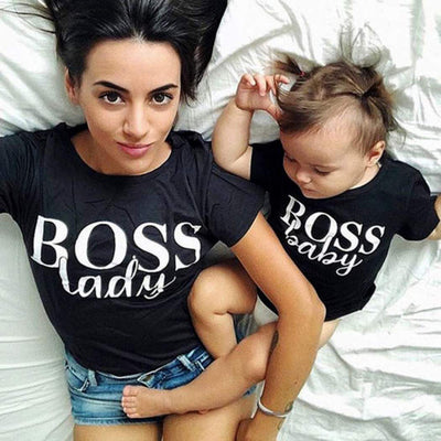 Light grey short-sleeve t-shirt with 'BOSS lady' printed in black text on the front. - Image 10
