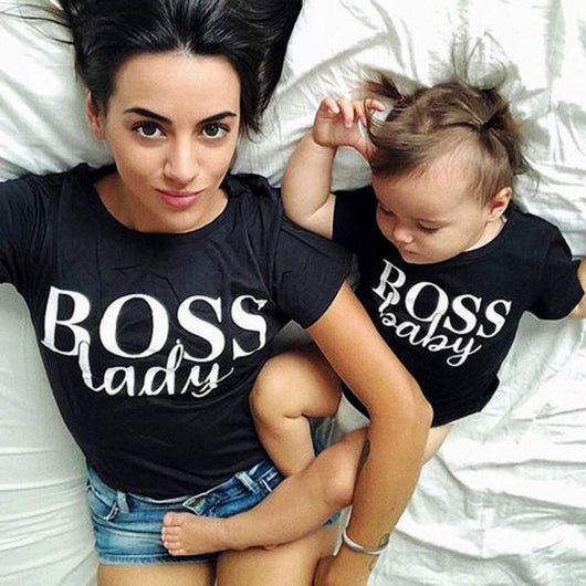 Light grey short-sleeve t-shirt with 'BOSS lady' printed in black text on the front. - Image 10