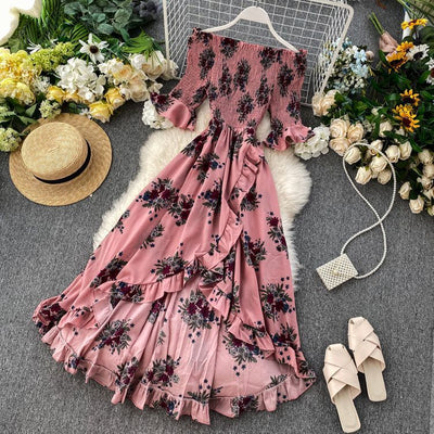 Vestido de Resort con Hombros Descubiertos y Volantes Irregulares - Image 11