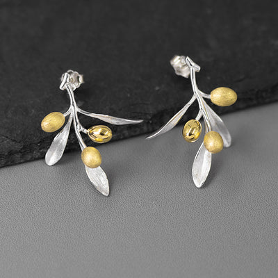 Aretes de Plata Esterlina Rama de Olivo Natural - Elegancia y Significado - Image 2