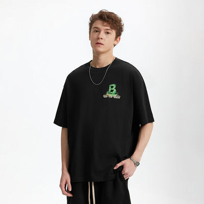 Camiseta Suelta Personalizada Letra B Estilo Urbano Casual para Hombre - Image 2