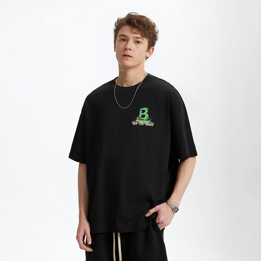 Camiseta Suelta Personalizada Letra B Estilo Urbano Casual para Hombre - Image 2